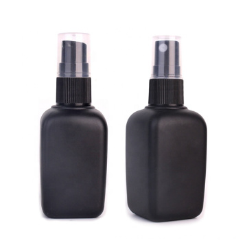 square 50ml glass bottle black colored with pump cap